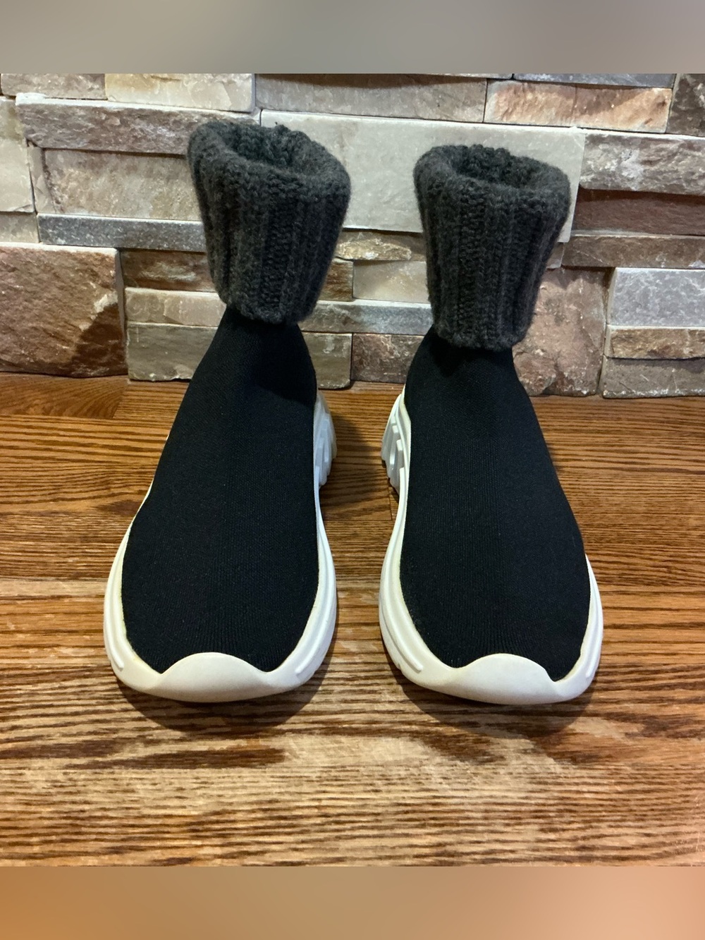 Miu Miu Black Knit Sock Sneakers Booties
